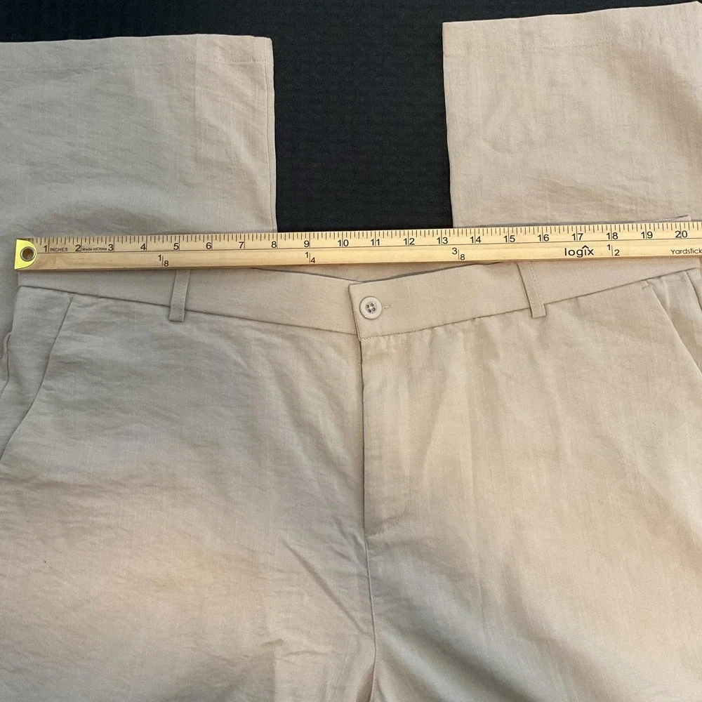 LIBIN Pants Mens 40x30 Beige Rayon Flat Front Lightweight Stretch Chino NWT